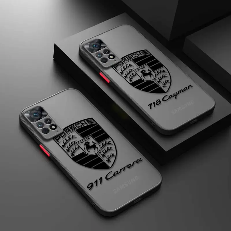

Phone Case For Redmi Note 12 11 11T 11S 10 9 8 7 8T 9S 9T Pro Plus 9C 9A 10C 10S 12C K40 Matte Capa Cayman-Porsche-911-Macan Car
