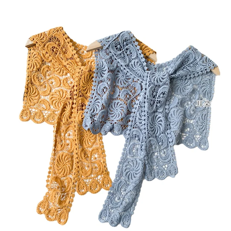 

Simple Small Scarf Crochet Shawl Girls Solid Color Triangle Lace Scarf Women Thin Neckerchief Shawl Wraps Handkerchief Bag