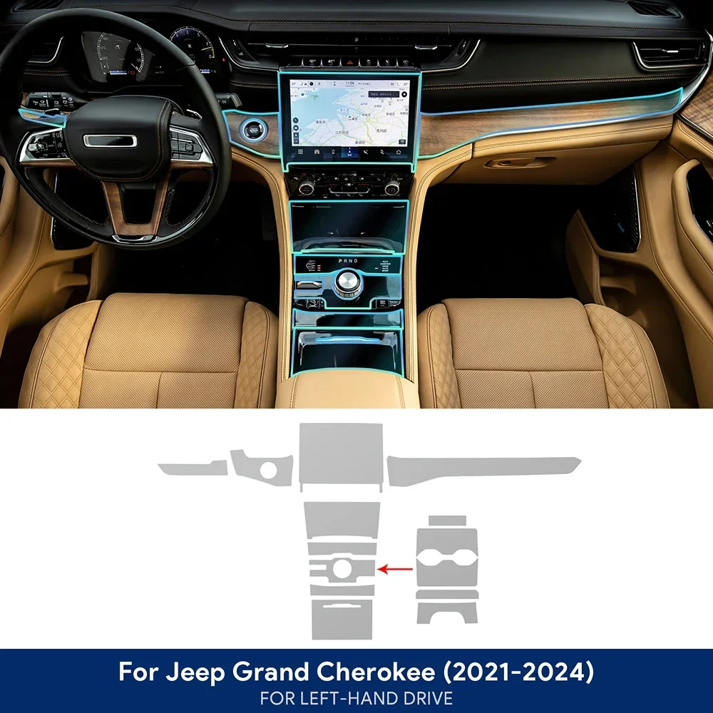 

Интерьер ТПУ для Jeep Grand Cherokee 2021 2022 2023 2024, пленка против царапин, защитная наклейка на центральную консоль, навигационная панель