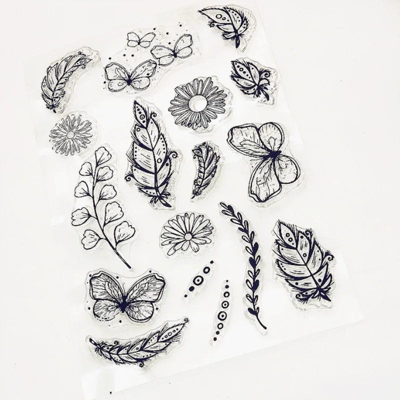 Прозрачные силиконовые готовые штампы в виде бабочек Листьев журнал сделай сам