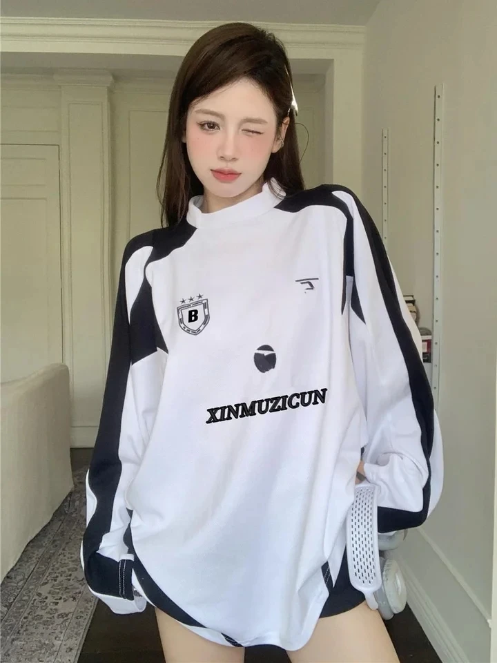 Футболка женская оверсайз с длинным рукавом