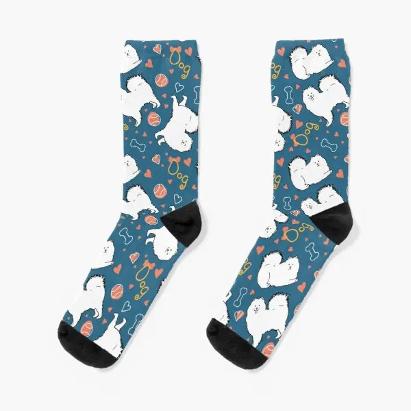 

Носки с надписью Love Samoyed, женские носки унисекс с забавным рисунком, короткие спортивные хлопковые зимние милые осенние мужские Дышащие нос...