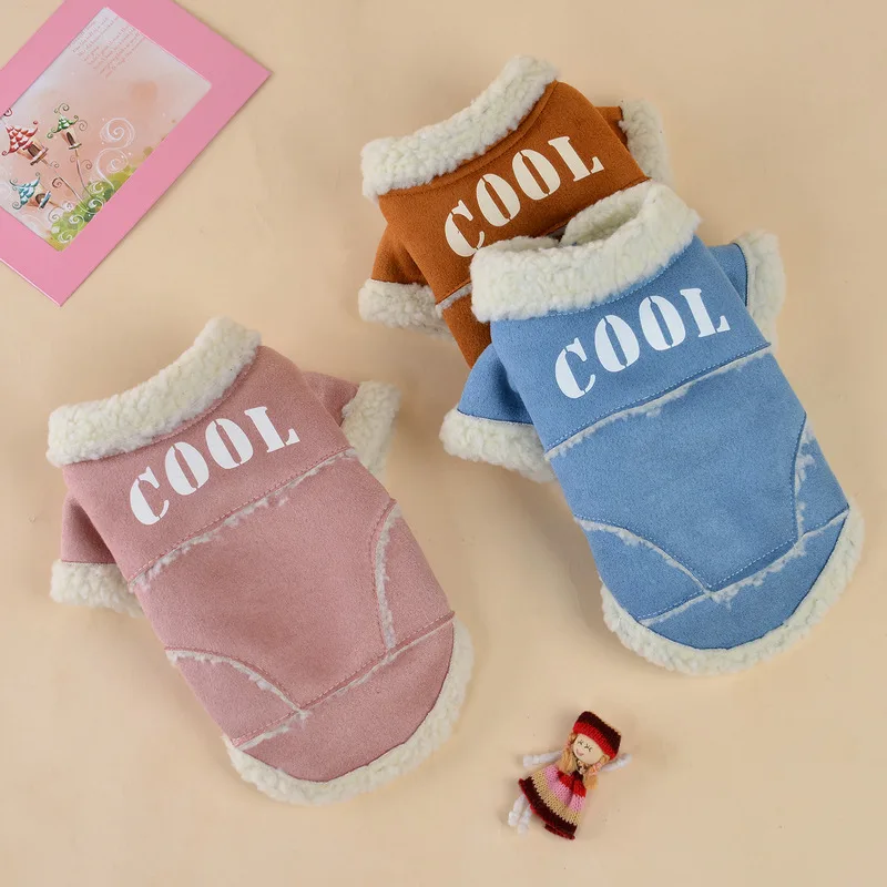 Pet Clothes Autumn Winter Medium Small Dog Jacket Warm Wool Fashion Coat Kitten Puppy Handsome Sweater Bulldog Pug Chihuahua