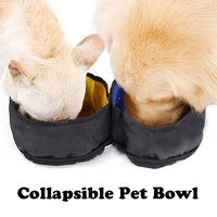 dogcat portable canvas park hiking feeding bag outdoor pet double bowl collapsible drinking feeding bowl