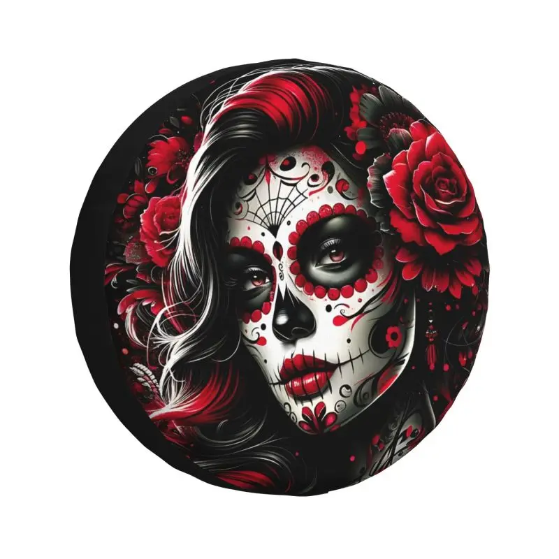 

Изготовленный на заказ мексиканский Catrina с сахарным черепом и татуировкой, чехол для шин 4WD 4x4, защита для запасного колеса прицепа для Jeep Grand Cherokee 14 дюймов 15 дюймов