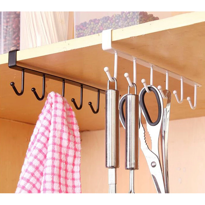 

Seamless Kitchen Storage Rack Home Cupboard Shelf Hanging Hook Organizer Closet Clothes Glass Mug Shelf Hanger Wardrobe Holder