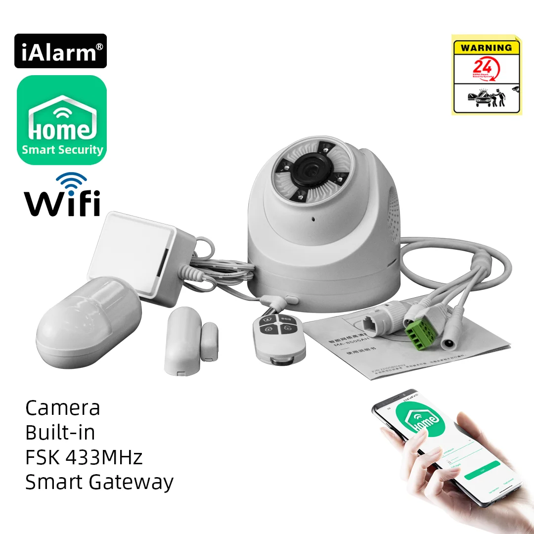 iAlarm WiFi Alarm System Gateway Host Home Burglar HD 2MP Camera Door Sensor Infrared Detector 433MHz Meian Focus Devices
