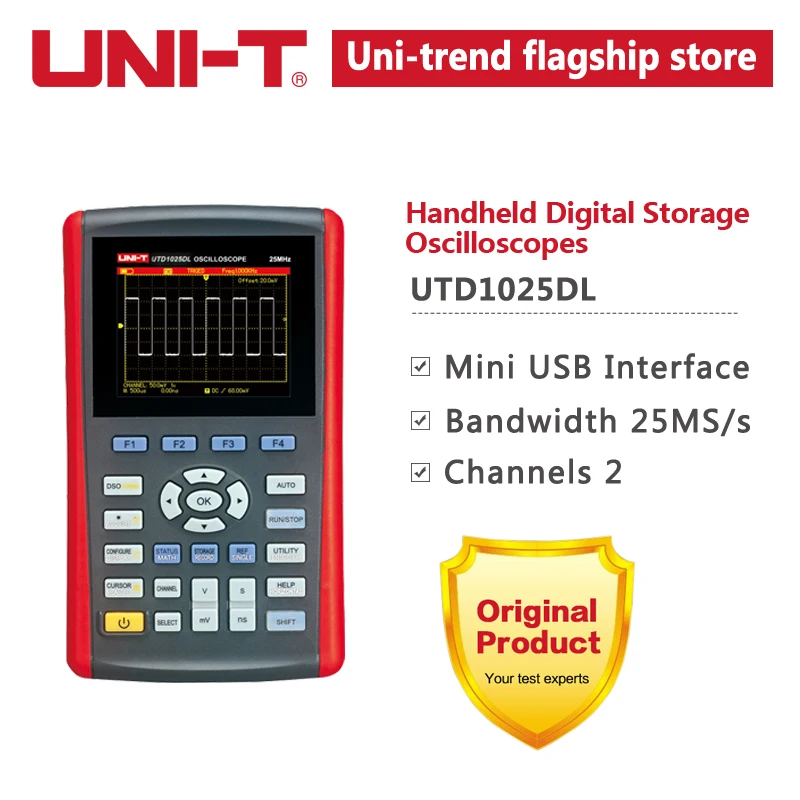 UNI-T цифровой мультиметр осциллограф UTD1025DL UTD1050DL USB 2 канала 250 Мбит/с частота