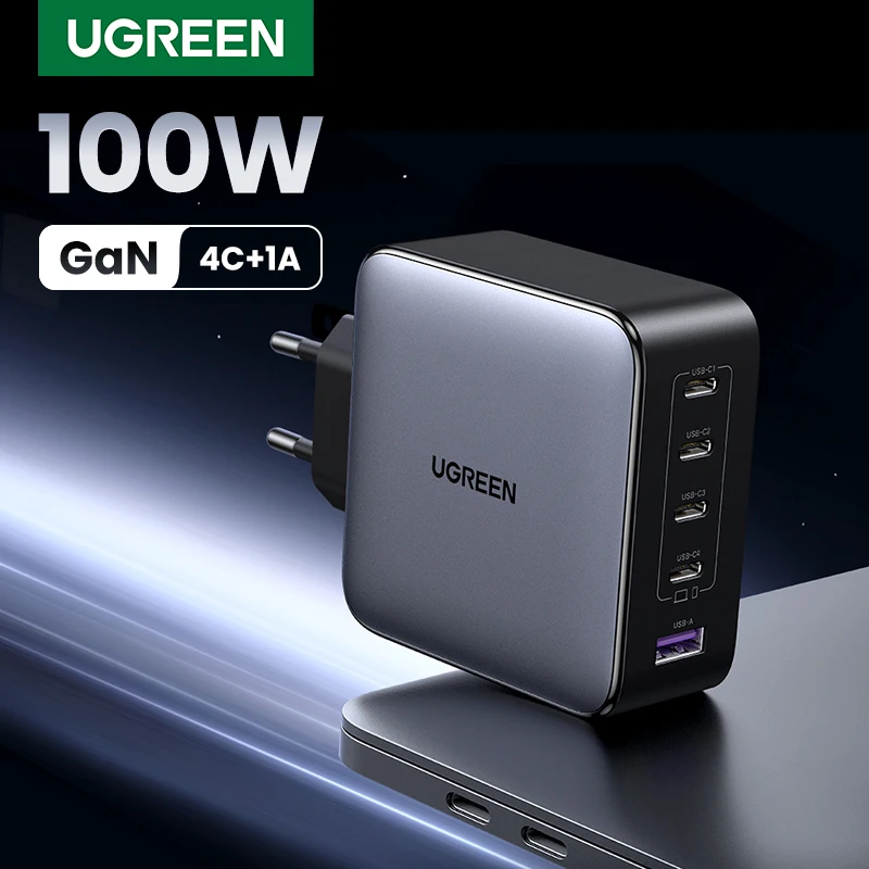 Фото Зарядное устройство UGREEN 100 Вт с 5 USB-портами, 3,0 PPS №1