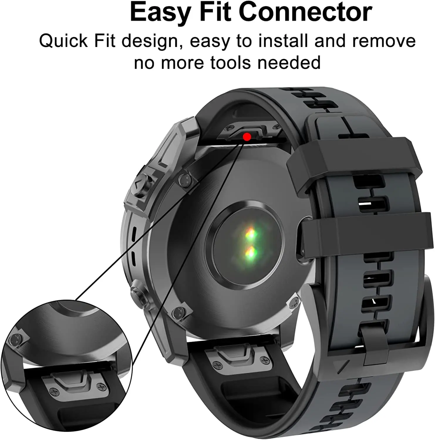 Garmin Double Colors Watchband Silicone Strap Belt For Fenix5 6 6Pro 7 7X Wristband 5X Plus 6X Instinct1 2 Quick Fit Bracelet