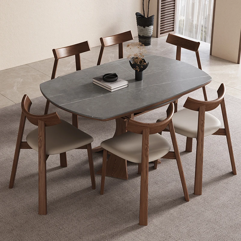 Песчаный ветер выдвижной обеденный стол из цельного дерева комбинированный