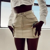 womens 2022 summer new products hot selling street ins style sexy slim pocket zipper denim short skirt bag hip skirt