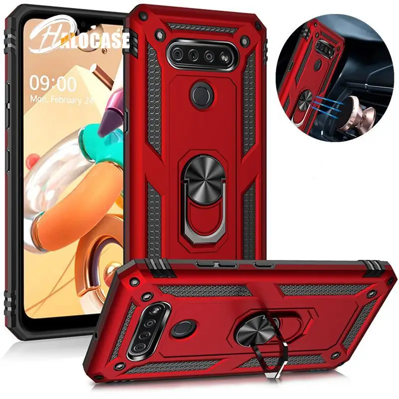 

For LG K51 Q51 Case Shockproof Armor Car Ring Holder Stand Cover for LG K51 Q51 K 51 Q 51 Phone Cases