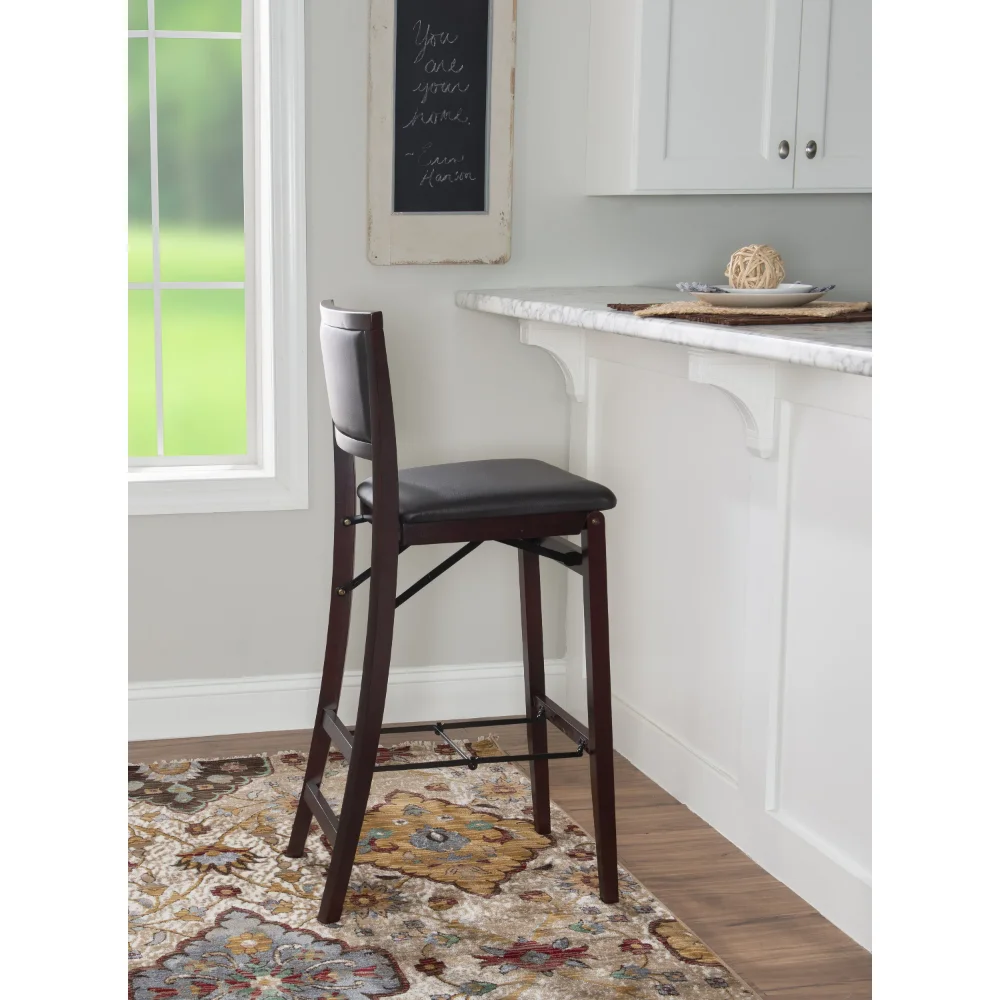 

Linon Triena 30" Folding Padded Back Bar Stool, Espresso with Dark Brown Faux Leather chair