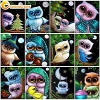 chenistory frame diy oil paint by numbers art owl paintings on canvas coloring for drawing adults picture set decoration gift