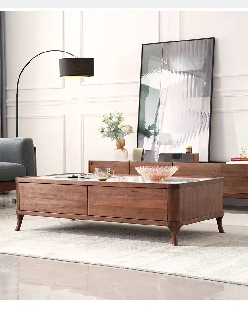 Журнальный столик из массива дерева черного ореха в скандинавском стиле