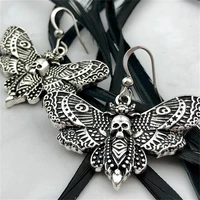 creative retro hip hop punk style silver color skull butterfly ladies exaggerated earrings daily travel party gift jewelry