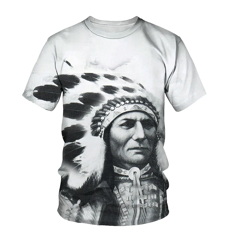 

2023 Summer Fashion Indian 3D Printed Oversized T Shirt Men's Vintage Funny Character Graphic Top Short Sleeve Male T Shirts Top