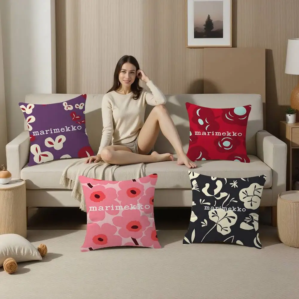 Фото Наволочка Marimekko U-Unikko с цветочным узором для диванной подушки, декоративная наволочка для дома №1