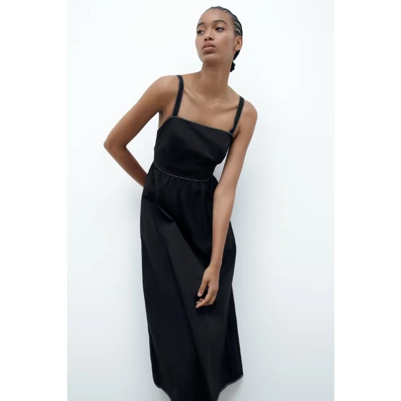 

2023 women's new summer lace-up bow suspender dress