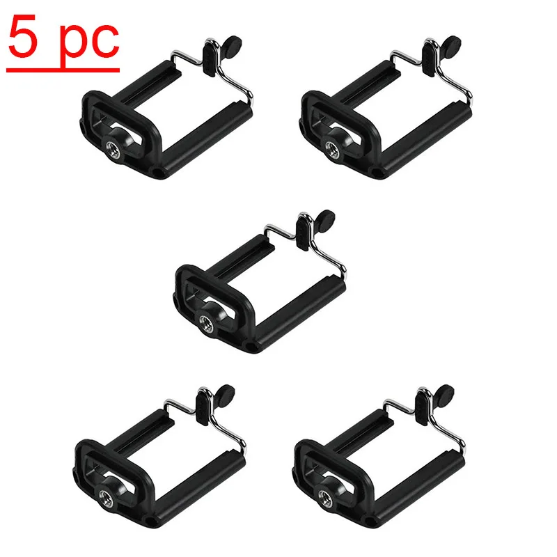 

5pcs Universal Bracket Phone Clip Black ABS Shell Universal Double Spring Phone Bracket Tripod Connector Anti-Skid Phone Clip