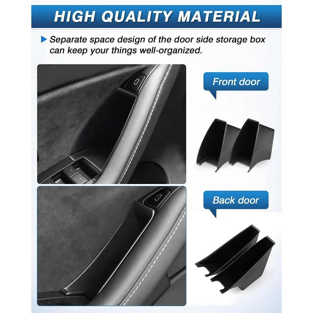 Дверной лоток BEVO карманы с ручками для Tesla Model Y 2024-2020 аксессуары дверной