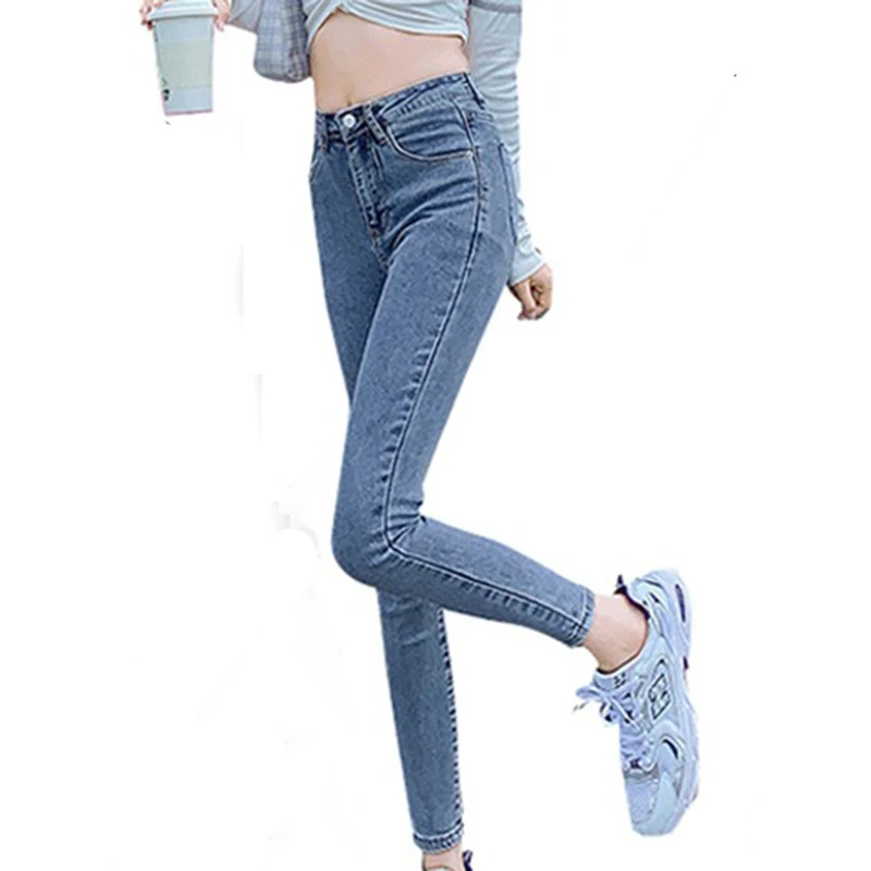 Buttoned Denim Jeans Ladies Summer Autumn 2023 New Stretch Jeans Casual Tight-fitting Denim Trousers