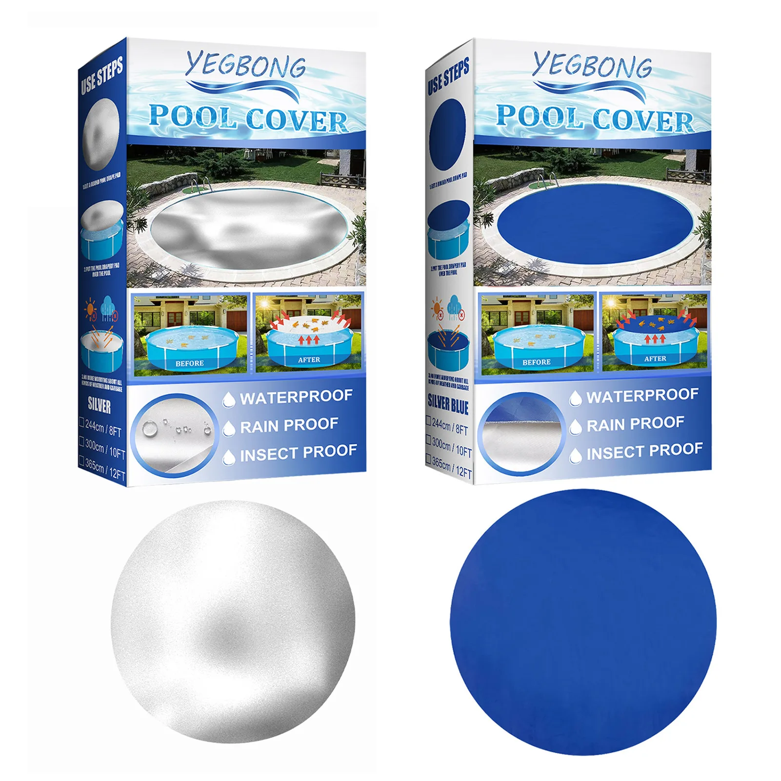 

Pool Dust Cover Swimming Pool Protector Pool Dustproof Covers For Round Above Ground Swimming Pools Sun Protection 8FT / 10FT /
