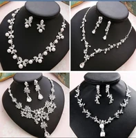2022 womens jewelry sets bridal wedding jewelry korean necklace earrings 2 piece set diamond pearl wedding dress accessories