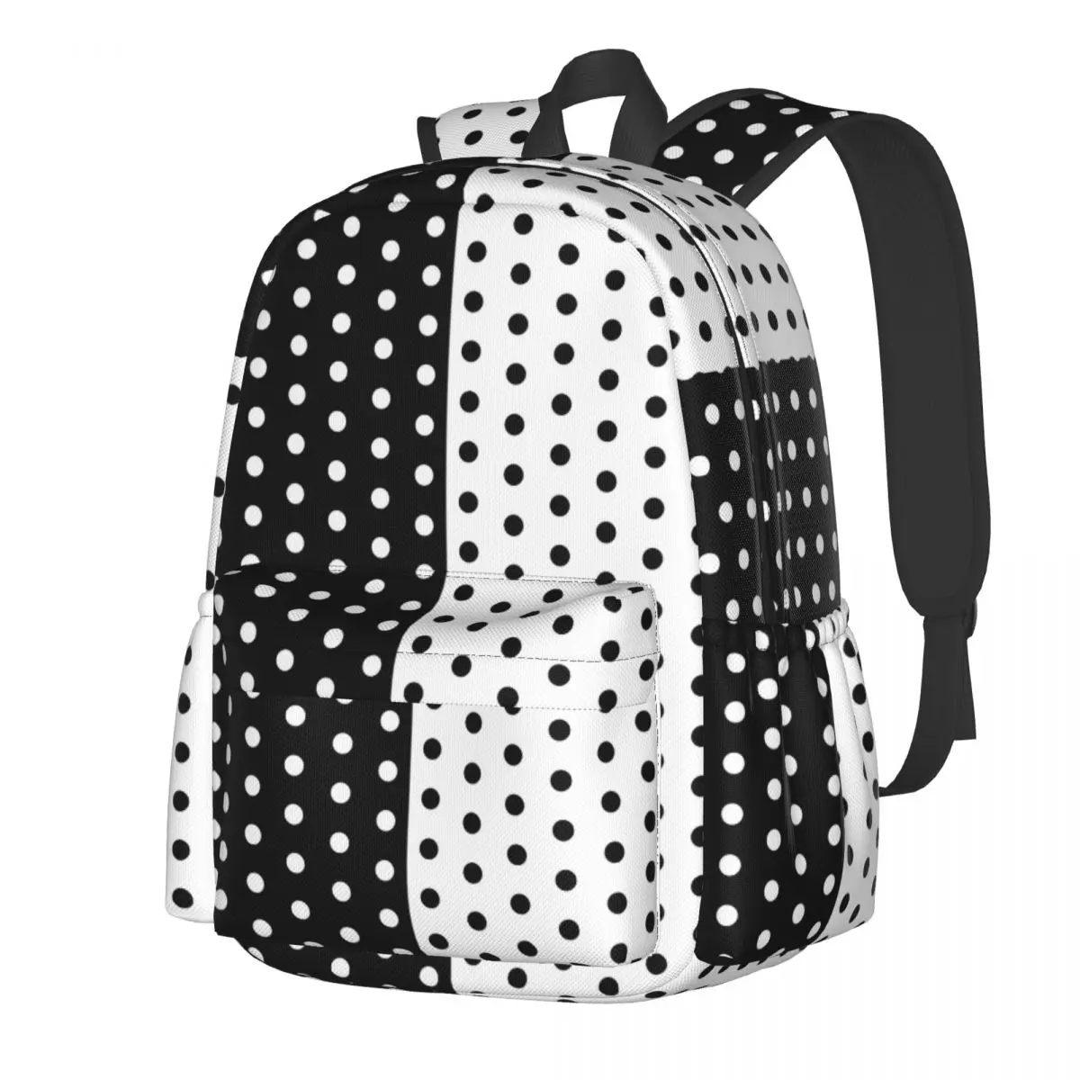 

Two Tone Spotted Backpack Black And White Travel Backpacks Girl Colorful Pattern High School Bags Streetwear Rucksack