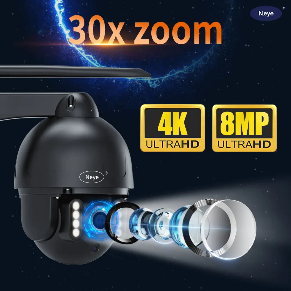 4K 8MP Wireless Camera Outdoor Home Safety IP Camera 30X Zoom Fast Pan Tilt Camera P2P Closed Circuit Television Safety Monitor