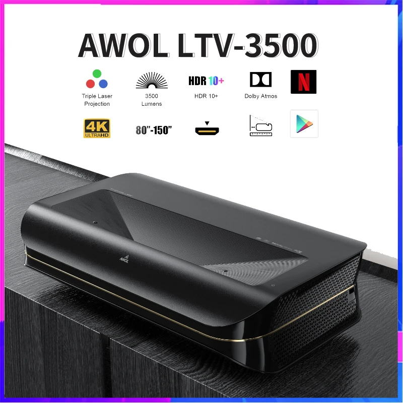 2023 AWOL LTV-3500 Beamer 4K Android Dlp Projector Ultra Short Throw Laser Projector 3500 Lumens