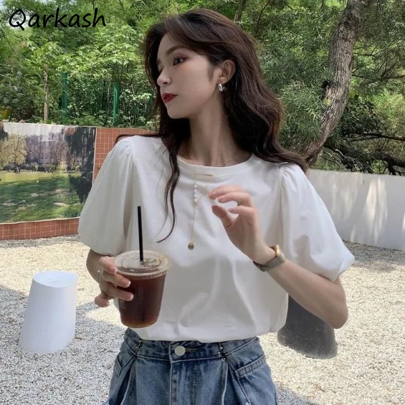 

Puff Sleeve T-shirts Women Temperament Summer Casual Design Tops Pure New Collection Mujer Футболка Женский Females Korean Style