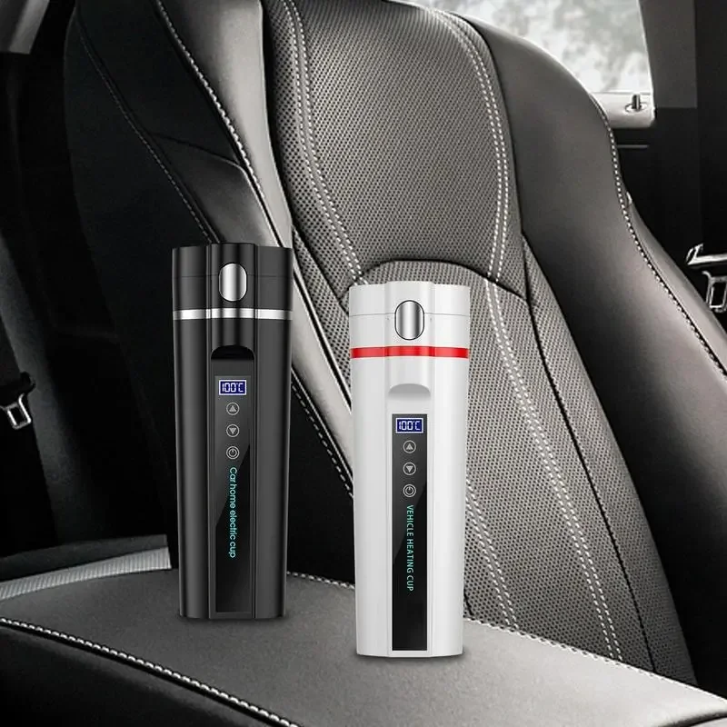 

24V Car Heating Cup 450ML Smart Temperature Display Thermos Cup Stainless Steel Thermos Portable Kettle Coffee Cups