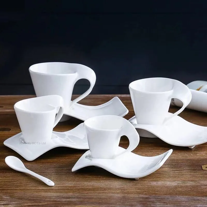 European Ceramic 200ml Coffee Cup Espresso Coffee Cup Home Mug Creative Couple Breakfast Cup Milk Cup 90ml Art Tea Cup Set