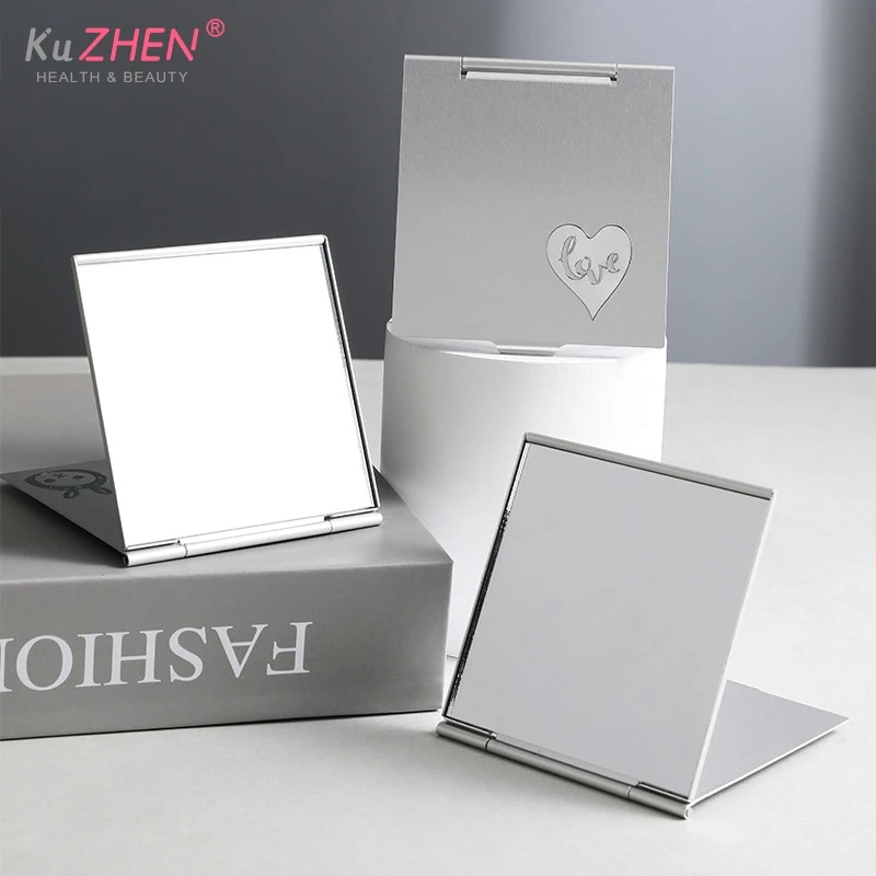 1 шт. квадратное складное алюминиевое мини компактное карманное зеркало для