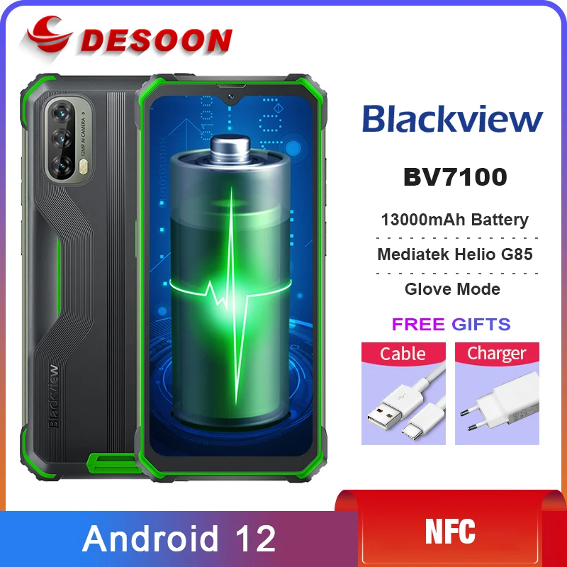 

Blackview BV7100 Защищенный телефон, 13000 мАч, 6 + 128 ГБ, Восьмиядерный, Android 12, 6,58 дюймов