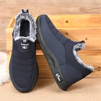 men winter keep warm ankle boots comfort cotton shoes anti slip outdoor leisure snow boots plush natural black sneakers footwear