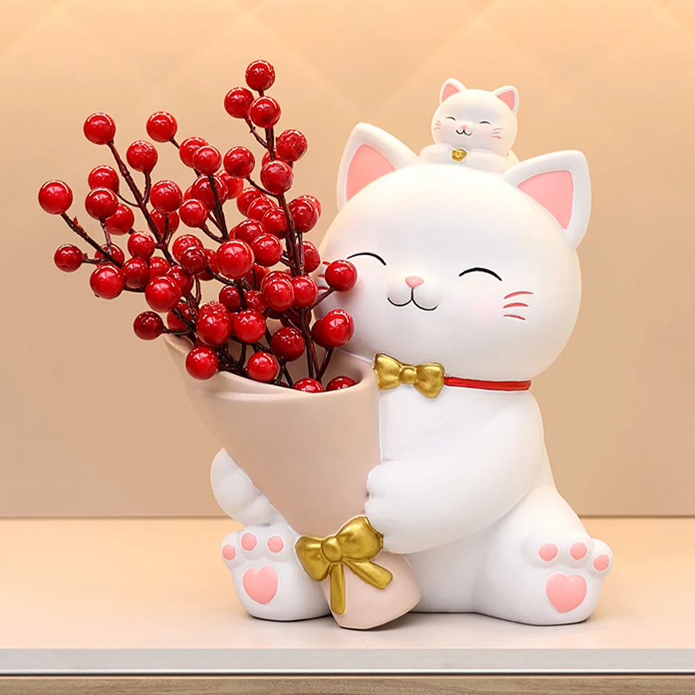 

Realistic Cat Model Vase Small Cat Sculpture Flower Arrangement Vase Ornament