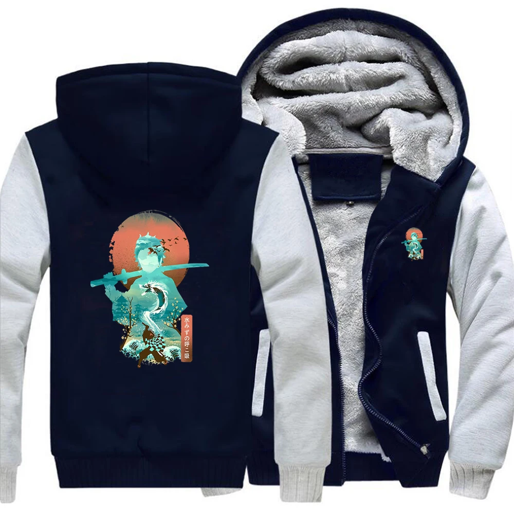 

Demon Slayer Japan Anime Tanjirou Nezuko Hooded Sweatshirts 2022 Zipper Sportswear Winter Casual Raglan Sleeve Mens Warm Jackets