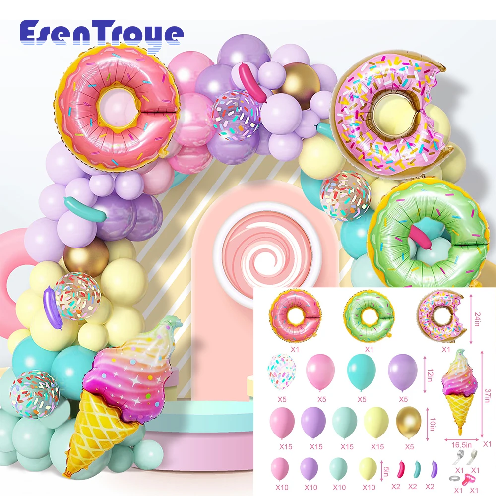 

139Pcs Fantasy Donut Ice Cream Foil Balloon Kit Girls Candy Party Decoration Baby Shower Kids Birthday Donuts Party Decorations