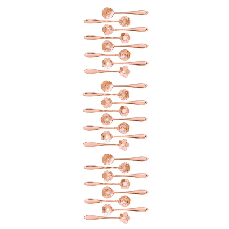 

48 Pcs Set Stainless Steel Flower Coffee Spoon Dessert Sugar Ice Cream Stirring Tea Milkshake Spoon Set For Tableware