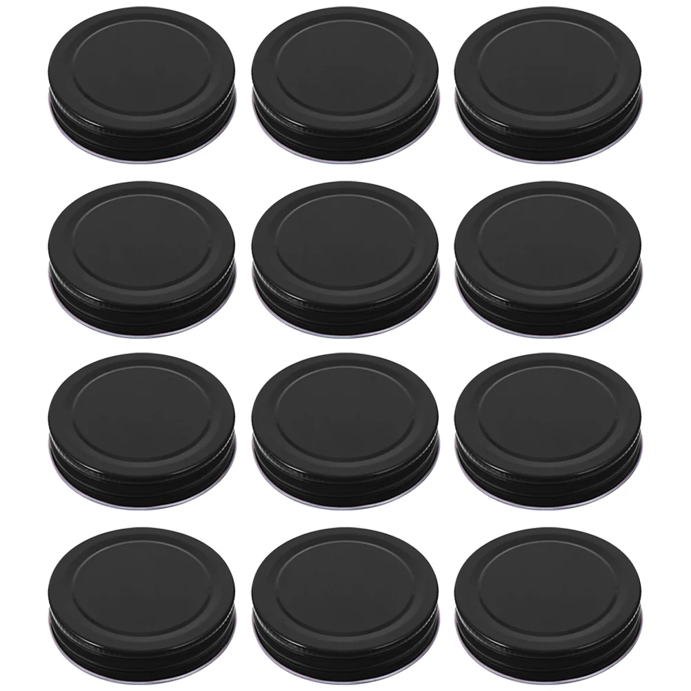 

16pcs Durable Sealing Caps Leakproof Tinplate Lids Covers (Black)