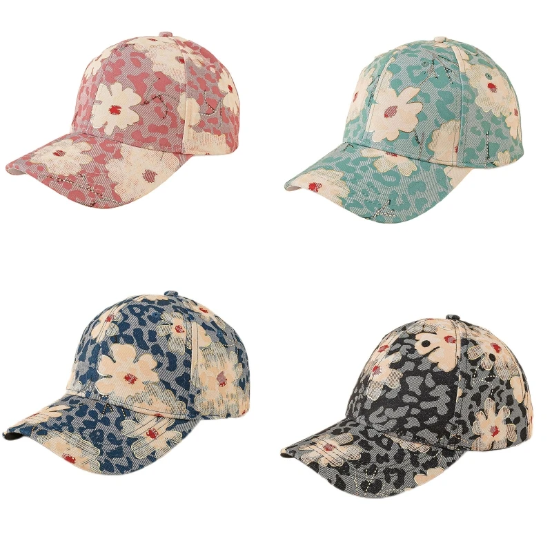 

Vintage Peaked Flower Embroidery Baseball for Unisex Adults Daily Wear