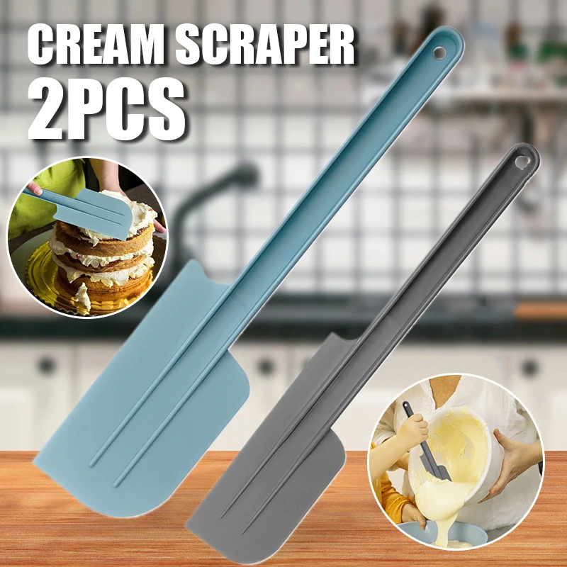 

2pcs Plastic Spatula Soft Grip Cream Scraper Cutter Non-stick DIY Pastry Cutters for Dough Butter Batter Kitchen Baking Tools