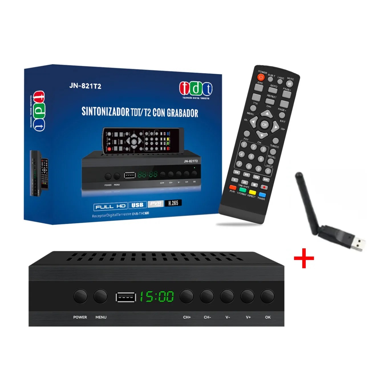 Для Европы Испании H.265 DVB-T2 ТВ-декодер HD 1080P TV Box JN-821T2 Цифровой направленный