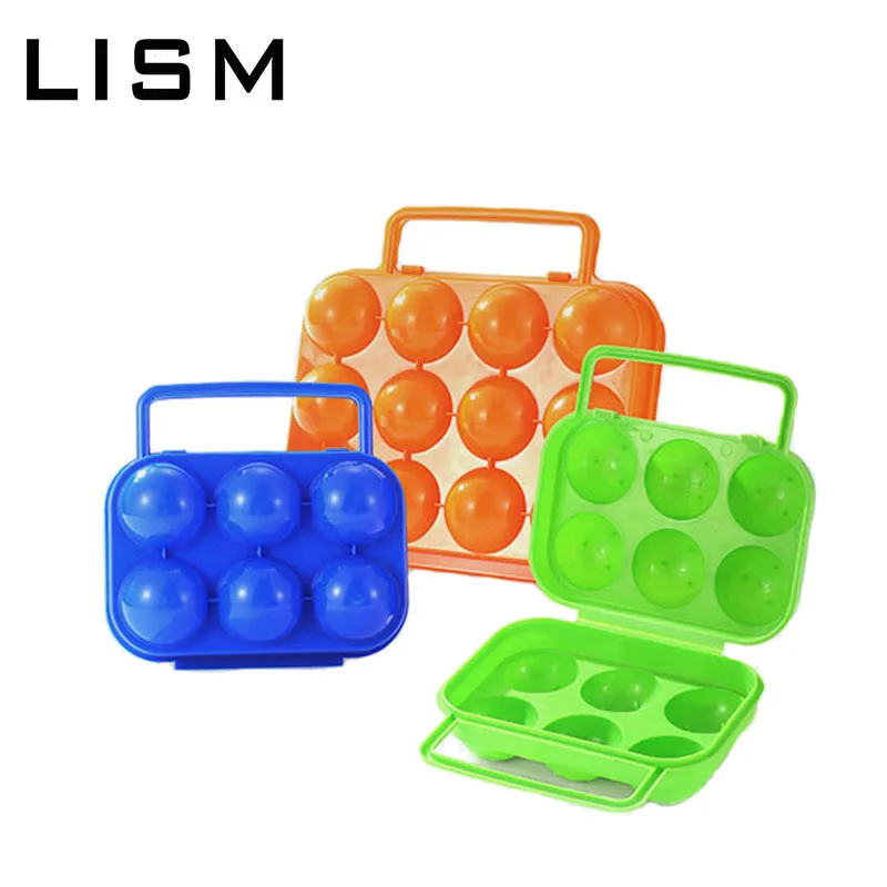 

6 /12Grid Egg Storage Box Outdoor BBQ Camping Travel Picnic Portable Plastic Egg Holder Container Kitchen Organizer Case