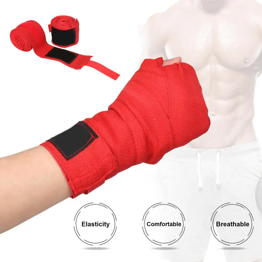 

Tear-resistant 1 Pair Useful Unisex Style Boxing Bandage with Fastener Tape Boxing Hand Bandage Breathable for Training
