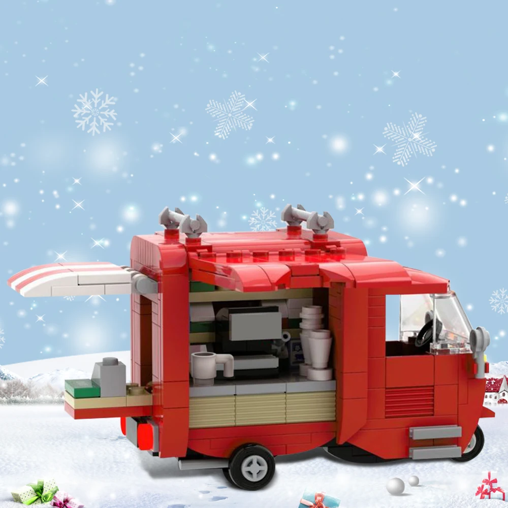 

MOC Tuk-Tuk Coffee Cart Building Blocks Christmas Bricks Car Ornaments Office Home Decoration DIY Model Toys Children Gift