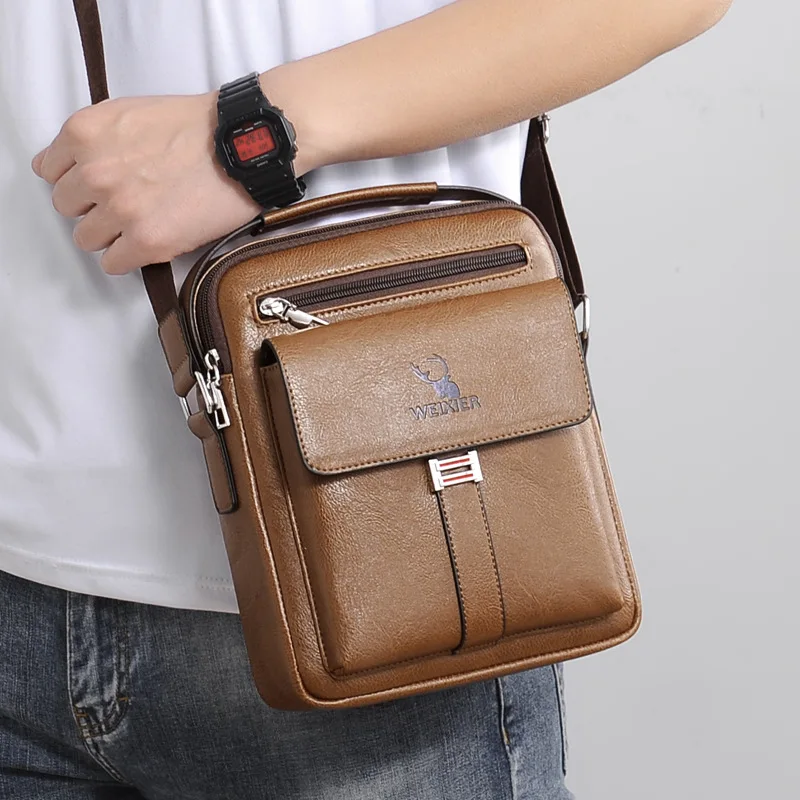 New Vintage Flap Crossbody Bag For Men Luxury Leather Male Shoulder Bag Small HandBag Tote Bags Business Messenger Bag